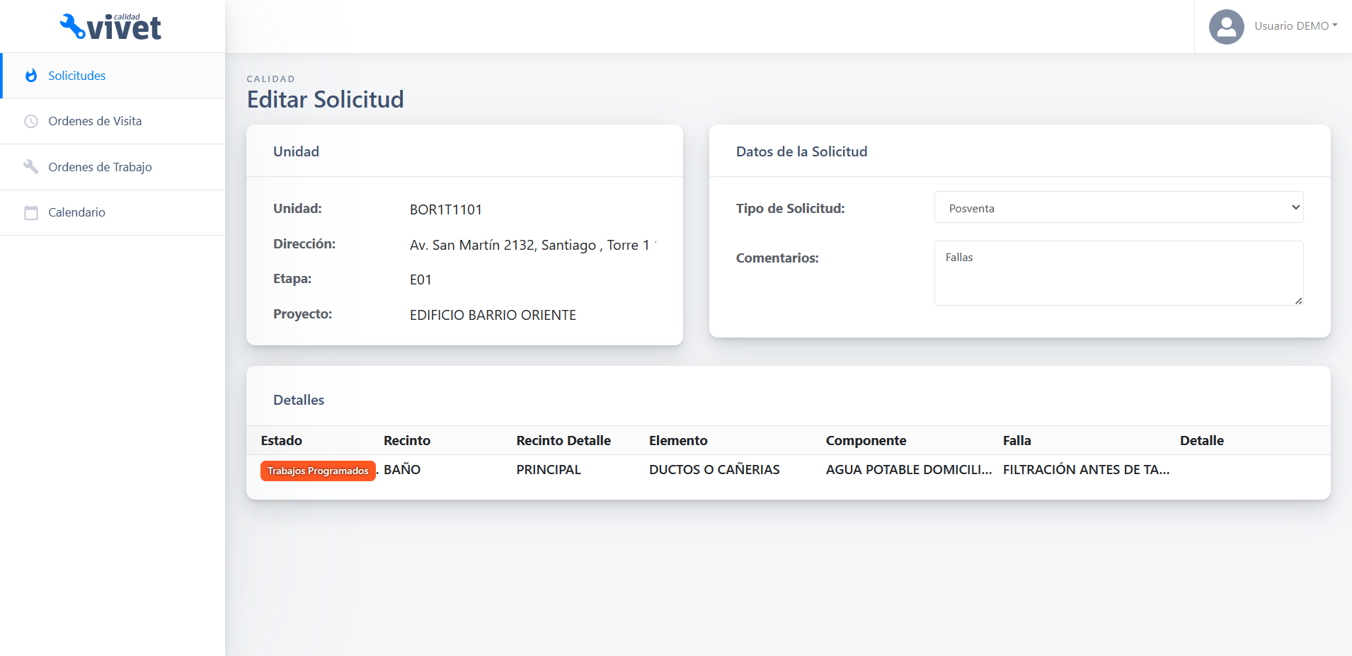 Vivet Calidad Formulario Solicitudes