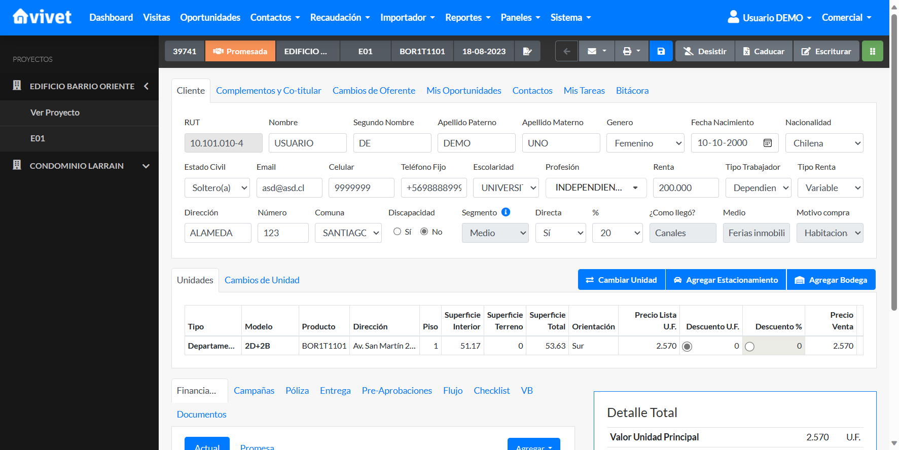 Vivet Comercial Formulario Oportunidades